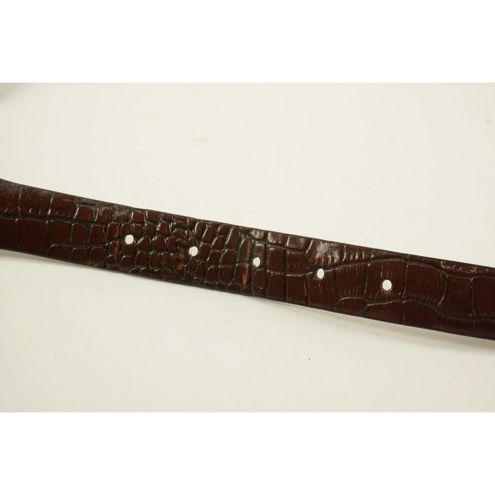Torino Mens Size 52 Embossed Italian‎ Calfskin Leather Belt Dark Brown Crocodile